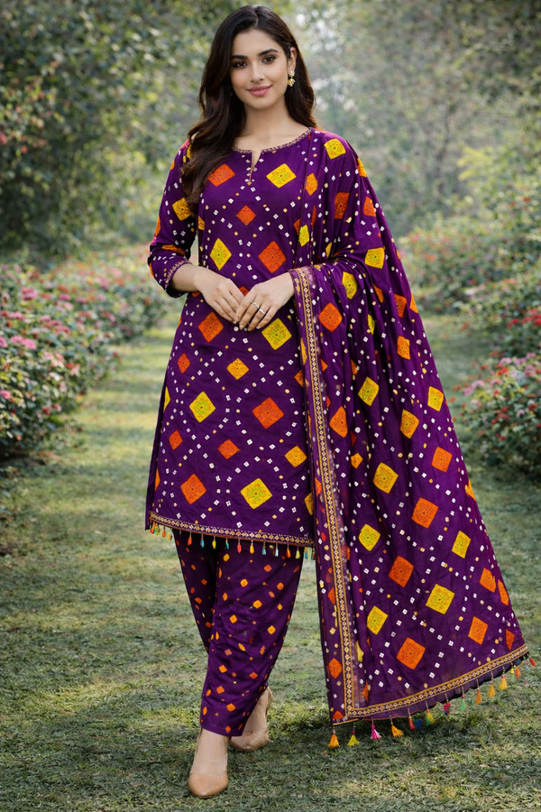 Abuzer Printed Chundri Allover Full Suit with Voil Dupatta – 5 Color Variants